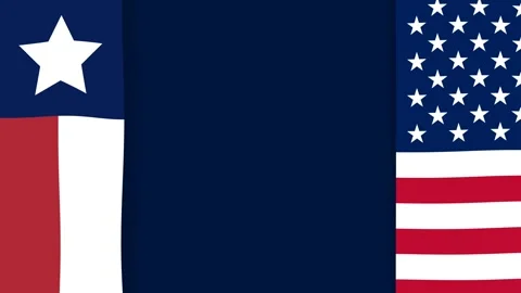 Patriotic Texas and United States Flags with Dark Blue Copy Space Background. Vidéo 342510053