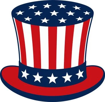 Patriotic Top Hat Vector Illustration with American Flag Theme and Stars Иллюстрация