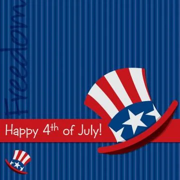 Patriotic Uncle Sam hat 4th of July card in vector format. Stock Illustration
