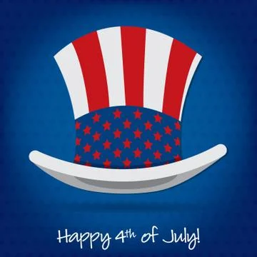 Patriotic Uncle Sam hat 4th of July card in vector format. Stock Illustration