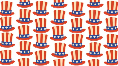 Patriotic Uncle Sam Hat Pattern for Independence Celebration 스톡 동영상 331864198