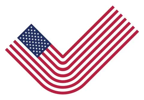 A patriotic vector illustration of a checkmark symbol creatively shaped like  Stock Illustration