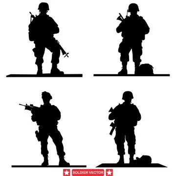 Patriotic Warriors  Commanding Soldier Vector Graphics for Courageous Milit.. Stock Illustration