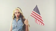 Patriotic Woman Cinemagraph Loop Stock Footage