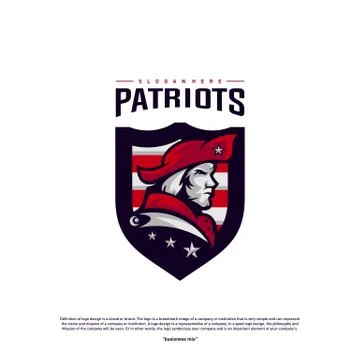 Patriots Logo Design Vector. Head Patriots Logo Design Template. Patriots Shi Stock Illustration