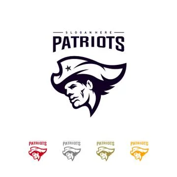 Patriots Logo Design Vector. Head Patriots Logo Design Template. Patriots Shi Stock Illustration