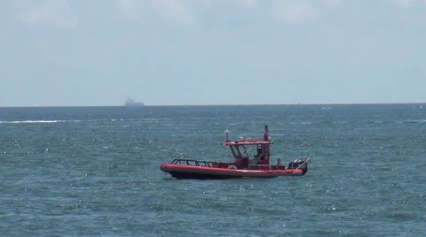Patrol boat checking perimeter Stock Footage 40712489