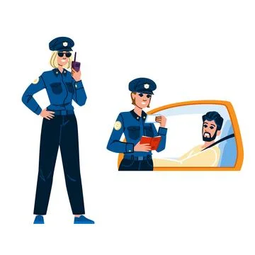 Patrol policewoman vector 스톡 일러스트