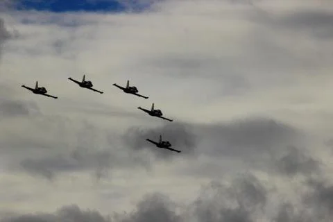 The patrolling group of fighter jets Stock Photos
