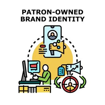Patron owned brand identity developing strategy Ilustração Stock