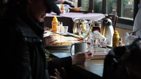 Patrons Eating at Bar Stock Footage 1808204