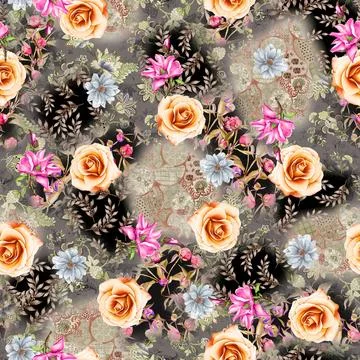 Pattan,Flower,Samless,Vector,Illustration Stock Illustration