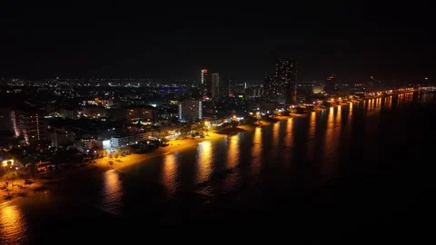 Pattaya cityscape at night, reflecting on the water Video stock 306659853