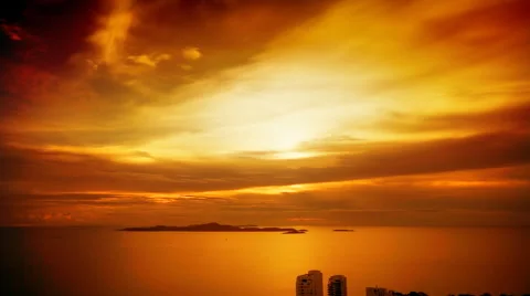 Pattaya Tower sunset HD Stock Footage 52631833
