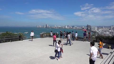 Pattaya View Point view of the coast and the city. Stock Footage 138772674
