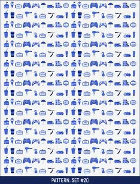 Pattern with 18 icons Stock Illustration