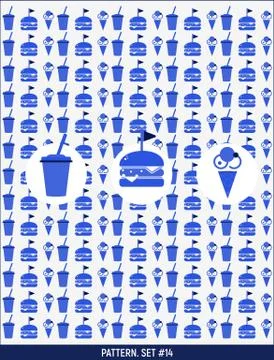 Pattern with 3 icons. Drink and Burger Stock Illustration