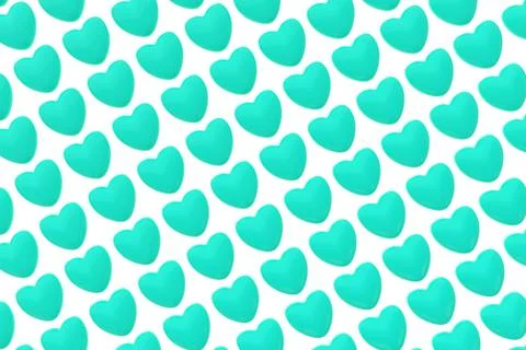 Pattern of 3D hearts isolated on white background Illustrazione stock