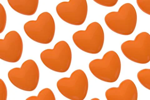 Pattern of 3D hearts isolated on white background Illustrazione stock