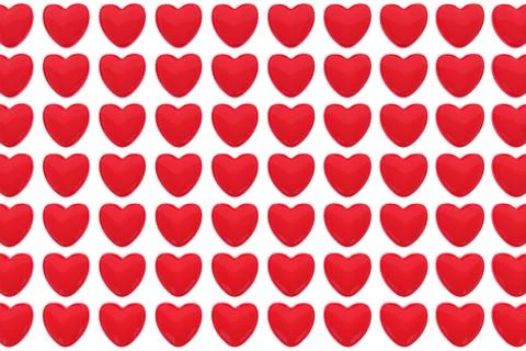 Pattern of 3D hearts isolated on white background Illustrazione stock