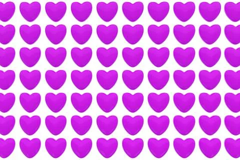 Pattern of 3D hearts isolated on white background Illustrazione stock