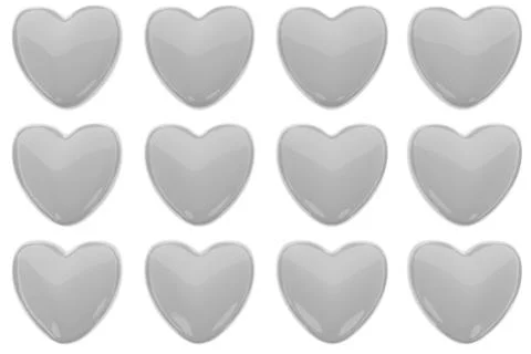 Pattern of 3D hearts isolated on white background Illustrazione stock