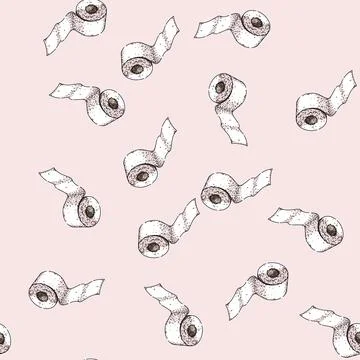 Pattern absorbent toilet paper roll sketch hand drawn Stock Illustration