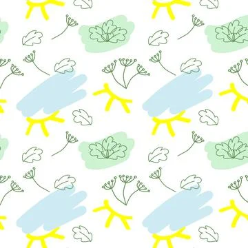 Pattern of abstract floral elements in doodle style. Stock Illustration