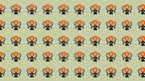 Pattern of Abstract Floral Motifs on Light Green Background. Stock Footage 325381043