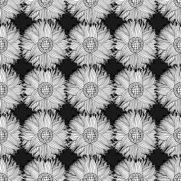 Pattern with abstract flowers Stock Illustration