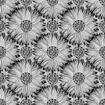 Pattern with abstract flowers Stock Illustration