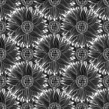 Pattern with abstract flowers Stock Illustration