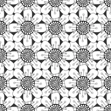 Pattern with abstract flowers Stock Illustration