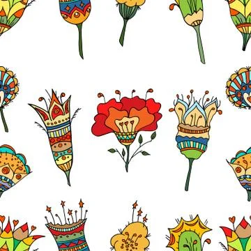 Pattern with abstract flowers Illustrazione stock
