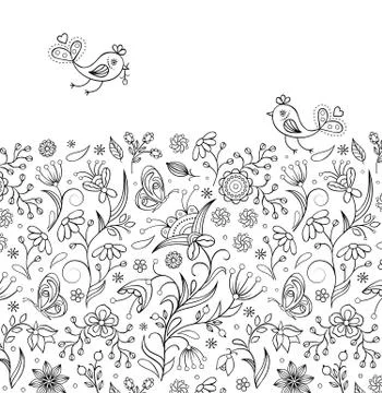 Pattern with abstract flowers Stock Illustration