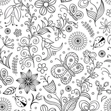 Pattern with abstract flowers Stock Illustration