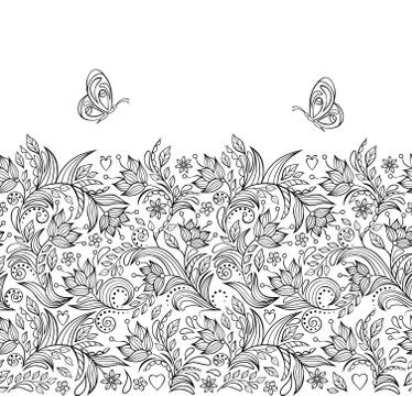 Pattern with abstract flowers Stock Illustration