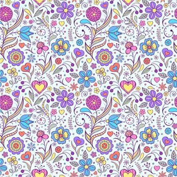 Pattern with abstract flowers. Stock Illustration