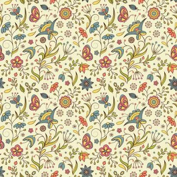 Pattern with abstract flowers. Stock Illustration