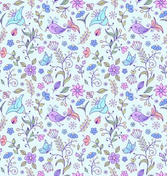 Pattern with abstract flowers Stock Illustration