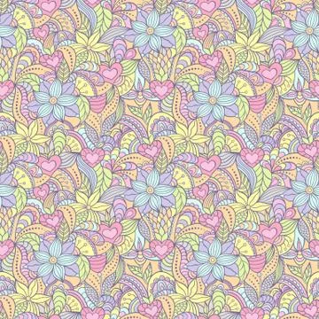Pattern with abstract flowers Stock Illustration