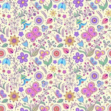Pattern with abstract flowers. Stock Illustration