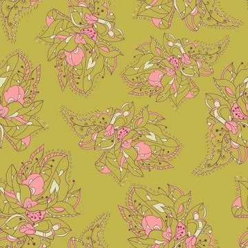 Pattern with Abstract Flowers. Stock Illustration