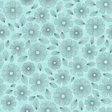 Pattern with abstract flowers outline Stock Illustration