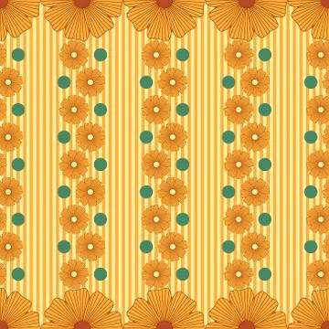 Pattern with abstract flowers stripes Stock Illustration
