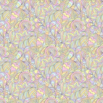Pattern with abstract flowers,leaves and lines. Stock-Illustration