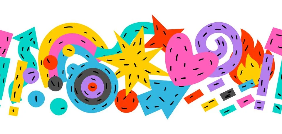 Pattern with abstract funny shapes. Cartoon cute trendy creative image. Stock Illustration