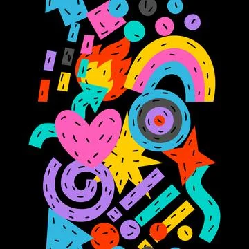 Pattern with abstract funny shapes. Cartoon cute trendy creative image. Stock Illustration