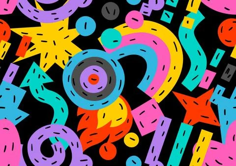 Pattern with abstract funny shapes. Cartoon cute trendy creative image. Stock Illustration