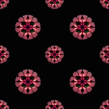 Pattern. Abstract geometric floral background. Simple black seamless backgrou Stock Illustration